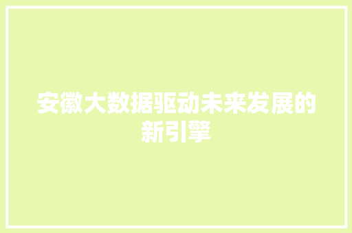 安徽大数据驱动未来发展的新引擎