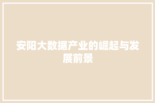 安阳大数据产业的崛起与发展前景