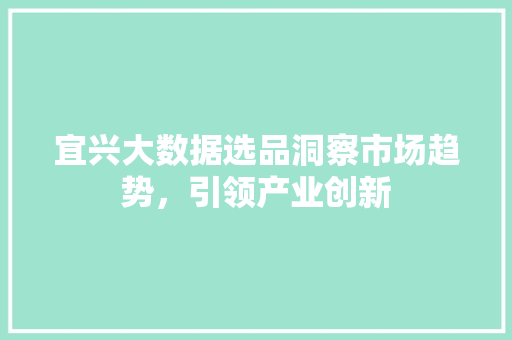 宜兴大数据选品洞察市场趋势，引领产业创新
