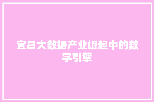 宜昌大数据产业崛起中的数字引擎