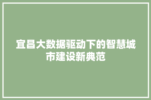 宜昌大数据驱动下的智慧城市建设新典范