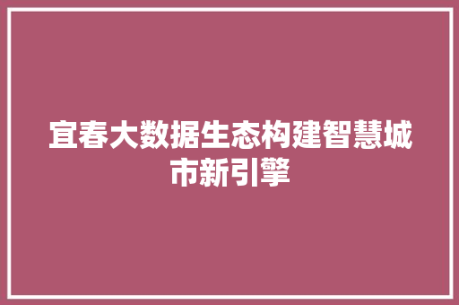 宜春大数据生态构建智慧城市新引擎