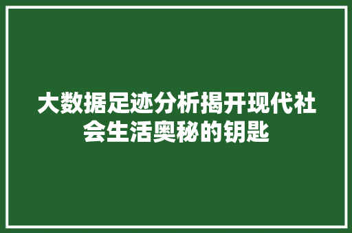 大数据足迹分析揭开现代社会生活奥秘的钥匙