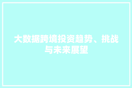 大数据跨境投资趋势、挑战与未来展望 操作系统