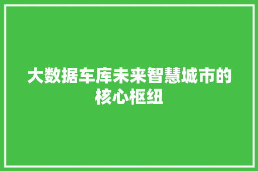 大数据车库未来智慧城市的核心枢纽