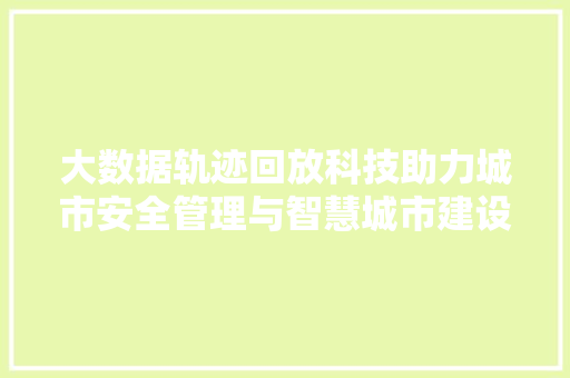 大数据轨迹回放科技助力城市安全管理与智慧城市建设