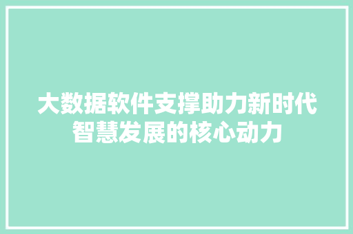 大数据软件支撑助力新时代智慧发展的核心动力 电脑故障维修 大数据软件支撑助力新时代智慧发展的核心动力 电脑故障维修