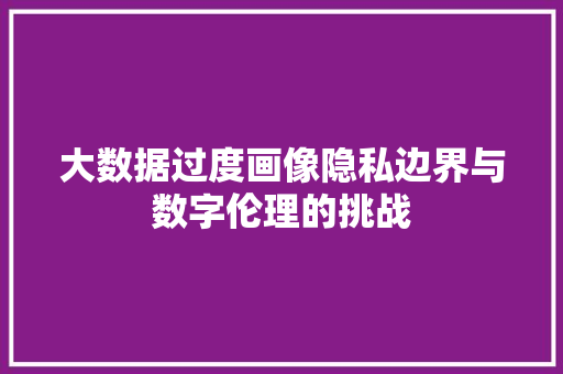 大数据过度画像隐私边界与数字伦理的挑战 网络技术