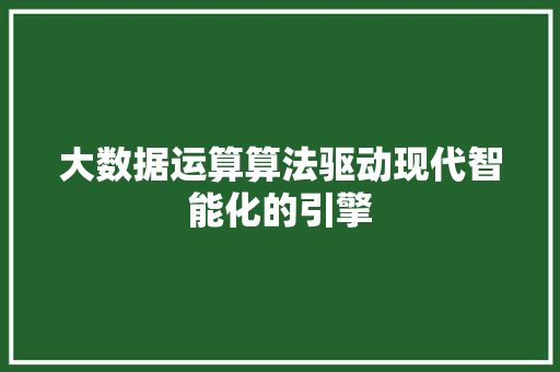 大数据运算算法驱动现代智能化的引擎 电脑故障维修