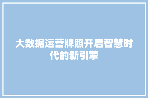 大数据运营牌照开启智慧时代的新引擎