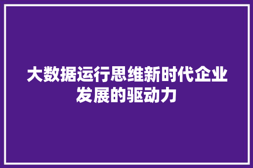 大数据运行思维新时代企业发展的驱动力