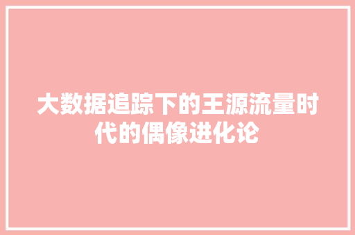 大数据追踪下的王源流量时代的偶像进化论 电脑配置