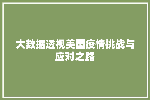大数据透视美国疫情挑战与应对之路