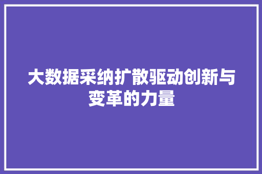 大数据采纳扩散驱动创新与变革的力量