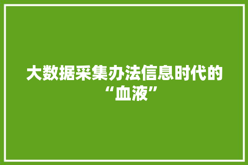 大数据采集办法信息时代的“血液”