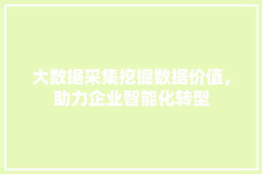大数据采集挖掘数据价值，助力企业智能化转型