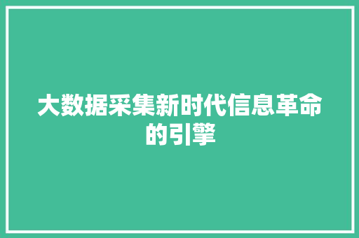 大数据采集新时代信息革命的引擎
