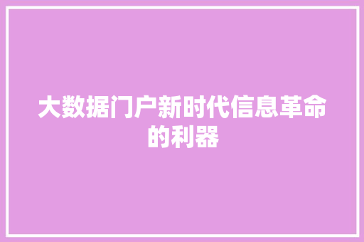 大数据门户新时代信息革命的利器