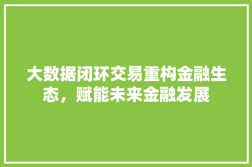大数据闭环交易重构金融生态，赋能未来金融发展