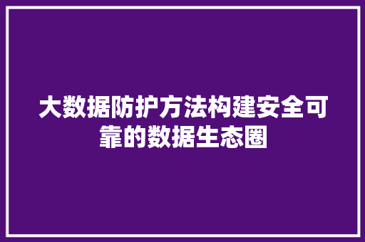大数据防护方法构建安全可靠的数据生态圈