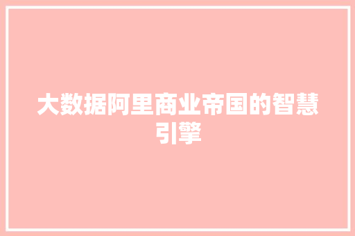 大数据阿里商业帝国的智慧引擎