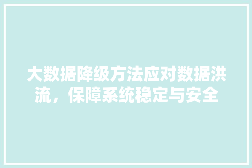 大数据降级方法应对数据洪流,保障系统稳定与安全 操作系统 大数据降级方法应对数据洪流,保障系统稳定与安全 操作系统