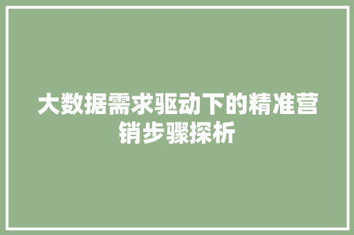 大数据需求驱动下的精准营销步骤探析