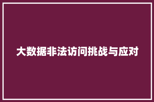 大数据非法访问挑战与应对