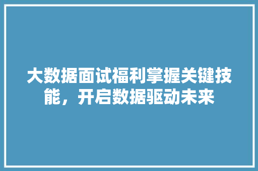 大数据面试福利掌握关键技能，开启数据驱动未来 电脑故障维修