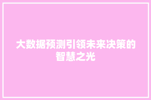大数据预测引领未来决策的智慧之光