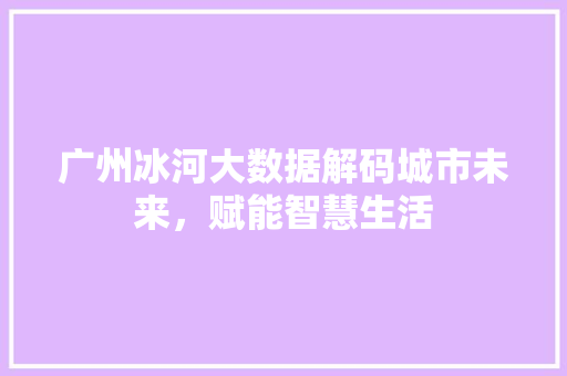 广州冰河大数据解码城市未来，赋能智慧生活