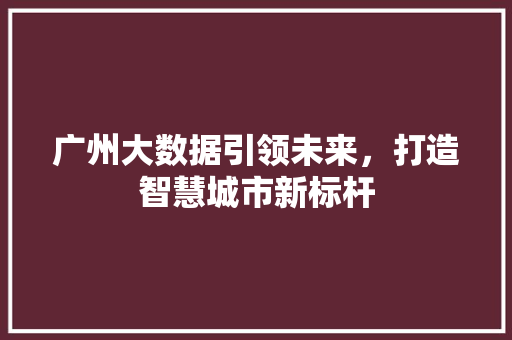 广州大数据引领未来，打造智慧城市新标杆