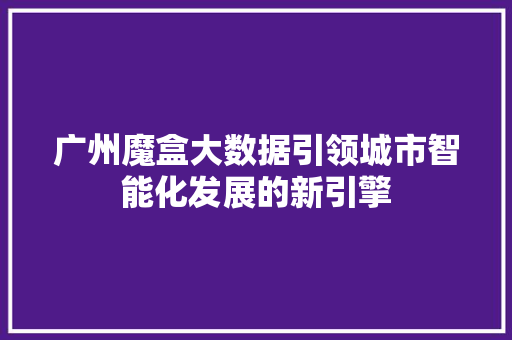 广州魔盒大数据引领城市智能化发展的新引擎