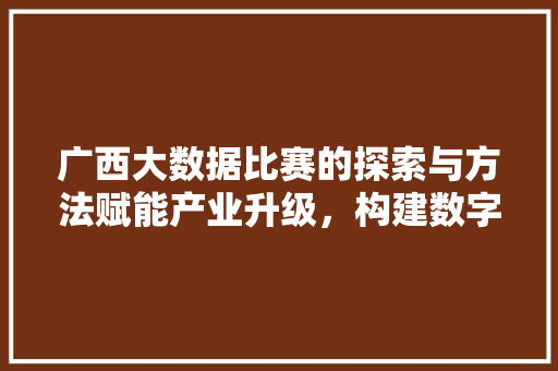 广西大数据比赛的探索与方法赋能产业升级,构建数字未来 广西大数据比赛的探索与方法赋能产业升级,构建数字未来