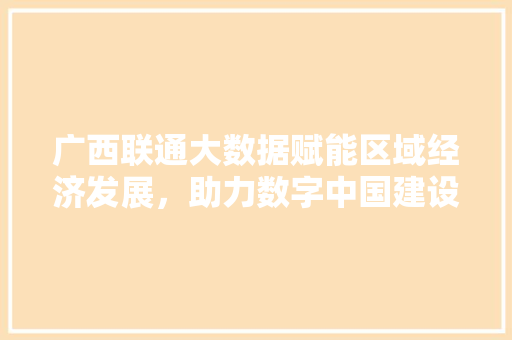 广西联通大数据赋能区域经济发展，助力数字中国建设