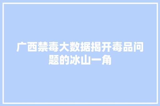 广西禁毒大数据揭开毒品问题的冰山一角