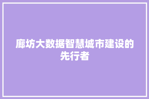 廊坊大数据智慧城市建设的先行者 廊坊大数据智慧城市建设的先行者