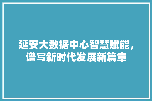 延安大数据中心智慧赋能，谱写新时代发展新篇章