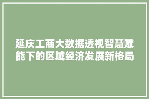 延庆工商大数据透视智慧赋能下的区域经济发展新格局