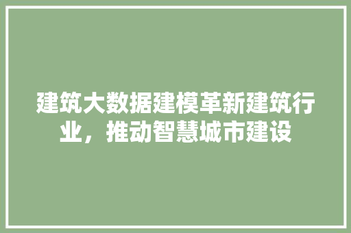 建筑大数据建模革新建筑行业，推动智慧城市建设