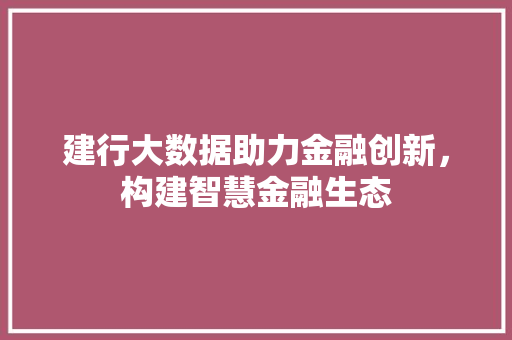 建行大数据助力金融创新,构建智慧金融生态 建行大数据助力金融创新,构建智慧金融生态