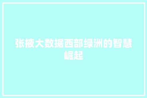 张掖大数据西部绿洲的智慧崛起