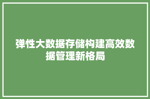 弹性大数据存储构建高效数据管理新格局