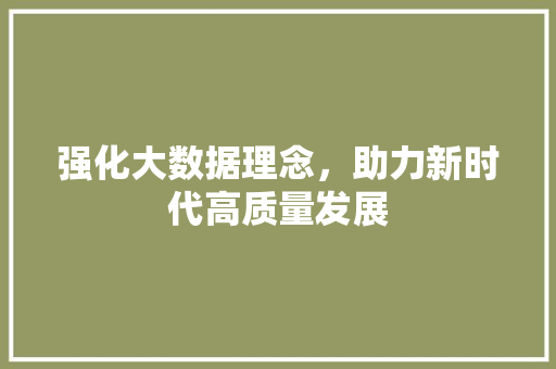 强化大数据理念,助力新时代高质量发展 强化大数据理念,助力新时代高质量发展