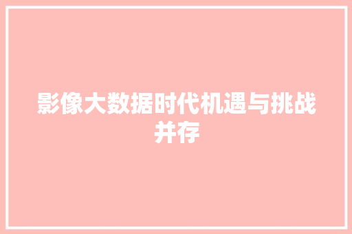 影像大数据时代机遇与挑战并存