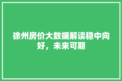 徐州房价大数据解读稳中向好,未来可期 徐州房价大数据解读稳中向好,未来可期