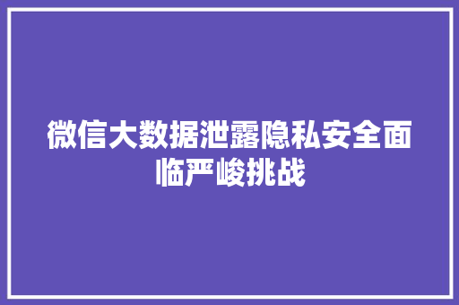 微信大数据泄露隐私安全面临严峻挑战