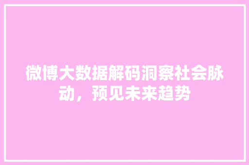 微博大数据解码洞察社会脉动，预见未来趋势