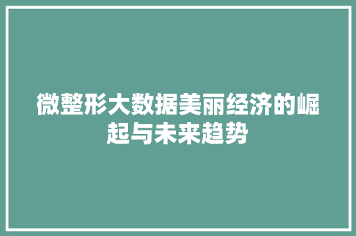 微整形大数据美丽经济的崛起与未来趋势