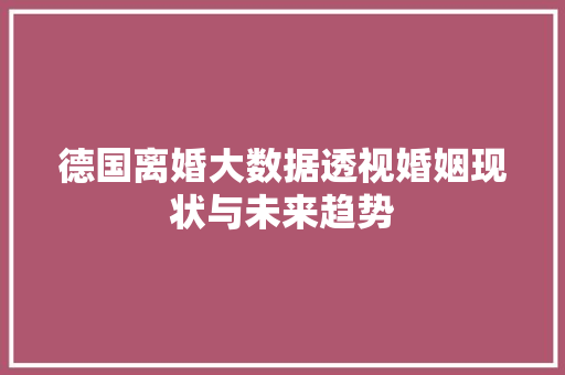 德国离婚大数据透视婚姻现状与未来趋势